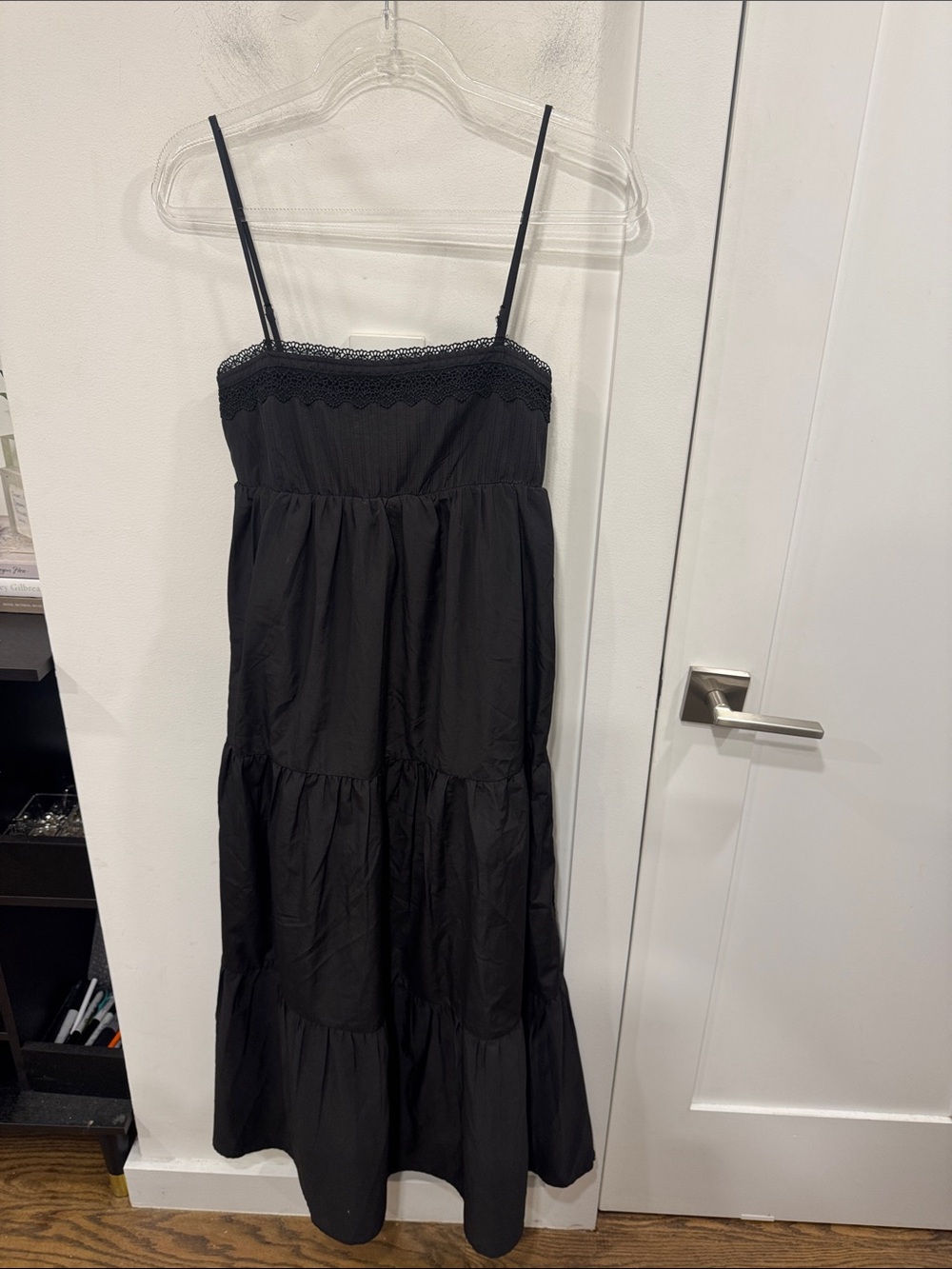 Zara Black Tiered Maxi Dress with Spaghetti Straps